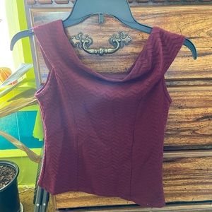 Maroon Off the Shoulder Crop Top